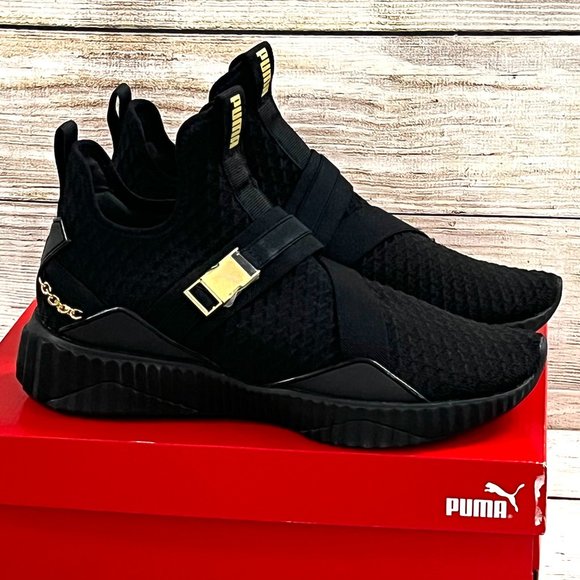 Puma Shoes - NEW Puma Metallic Gold Mid Athletic Women's Sneakers Shoes Black size 9